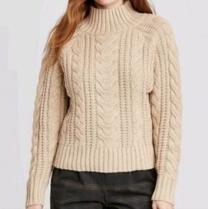 Cable knit Mock Neck Sweater